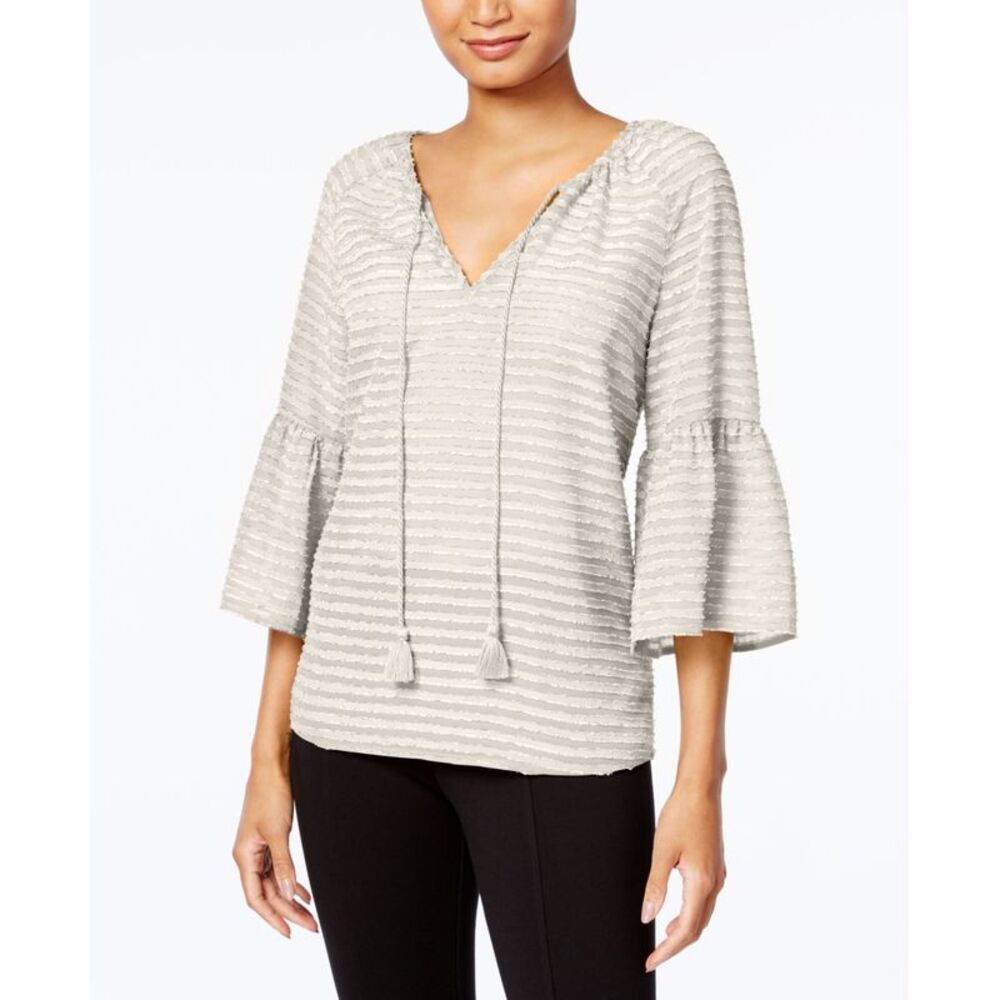 Kensie Striped Ruffled Sleeve Top